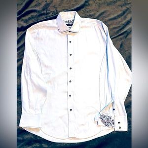 Zagiri Men’s Designer Flip Cuff Baby Blue Dress Shirt